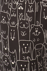 Leggings Depot LDR-R924W Black With White Dogs Full Length One Size Leggings