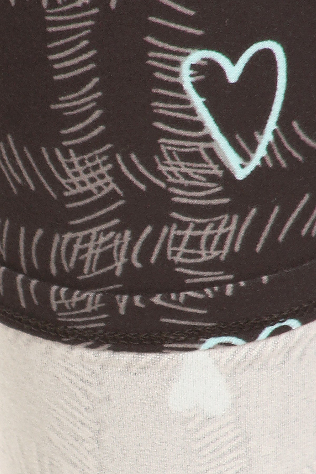 Leggings Depot LDR-R930W Black Grey Scratch With Hearts Full Length One Size Leggings