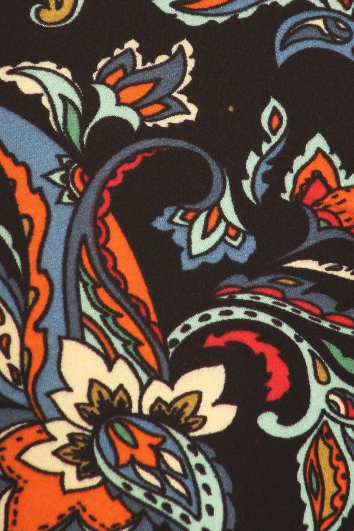 Leggings Depot CPR-R544 Black Multicolor Floral One Size Capri Leggings