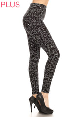 Leggings Depot LDX-R924W PLUS Black With White Dogs Full Length One Size Leggings