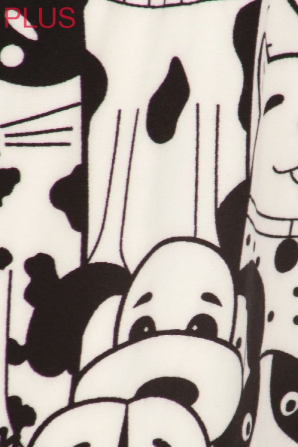 Leggings Depot CPX-S679W PLUS Black Dogs On White One Size Capri Leggings