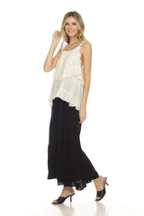 Apparel Love 19BK Black One Size 100% Rayon Stone Washed Ruffle Pant