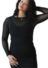 Elietian ET1601BK Black Regular Fit One Size Sheer Mesh Long Sleeve Top