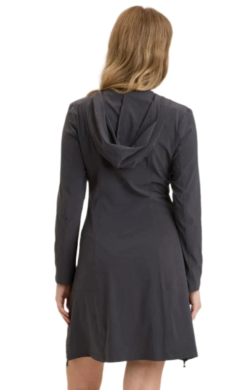 XCVI 14636WCH Charcoal Active Rufino Hooded Jacket Dress With Pockets