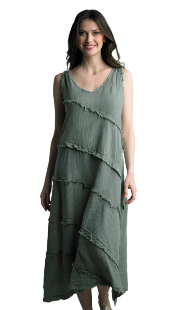 Tempo Paris 1475AOV Olive 100% Cotton Dress