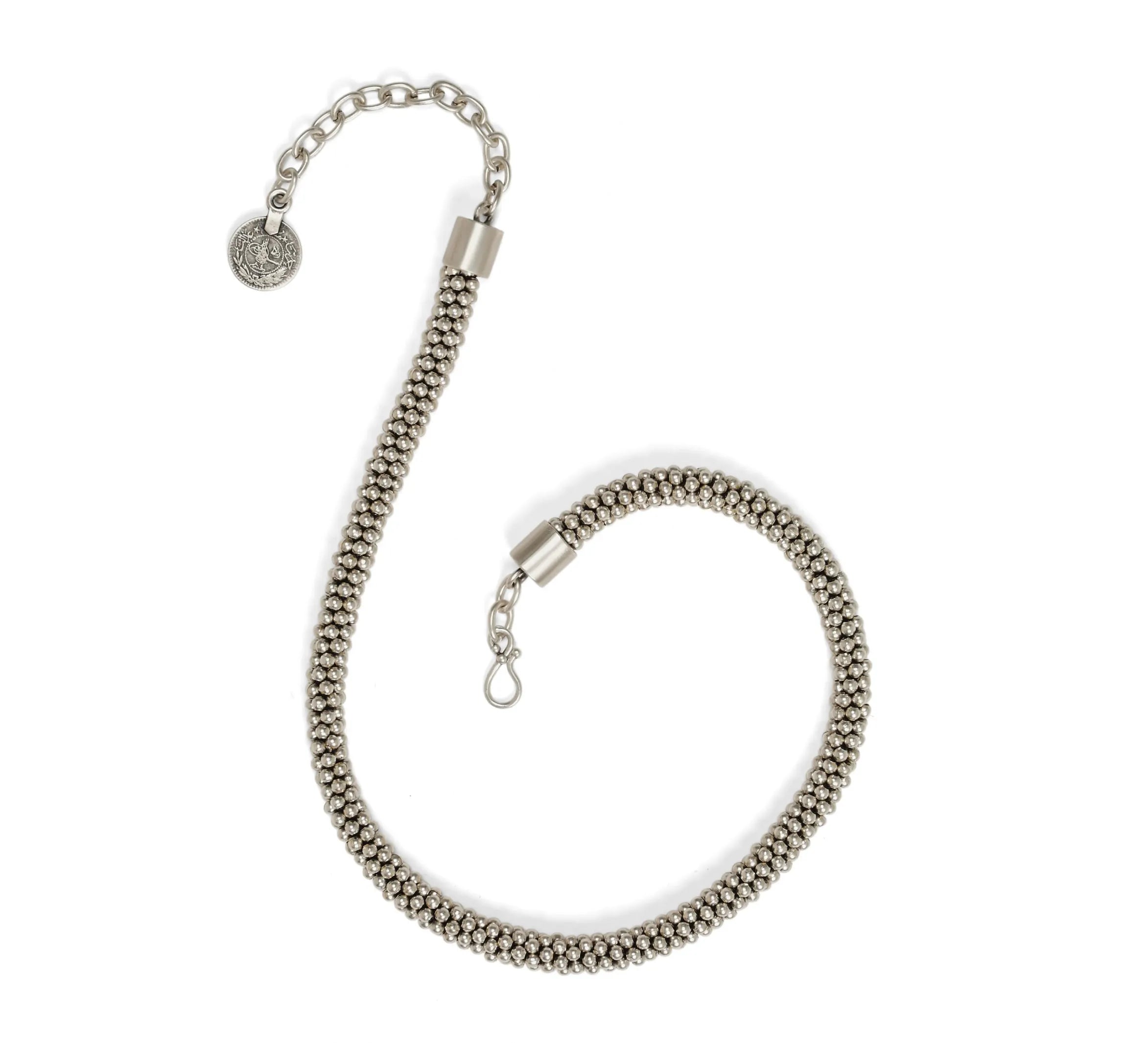 Chanour 1642 Handmade Knitting Beaded Pewter Necklace