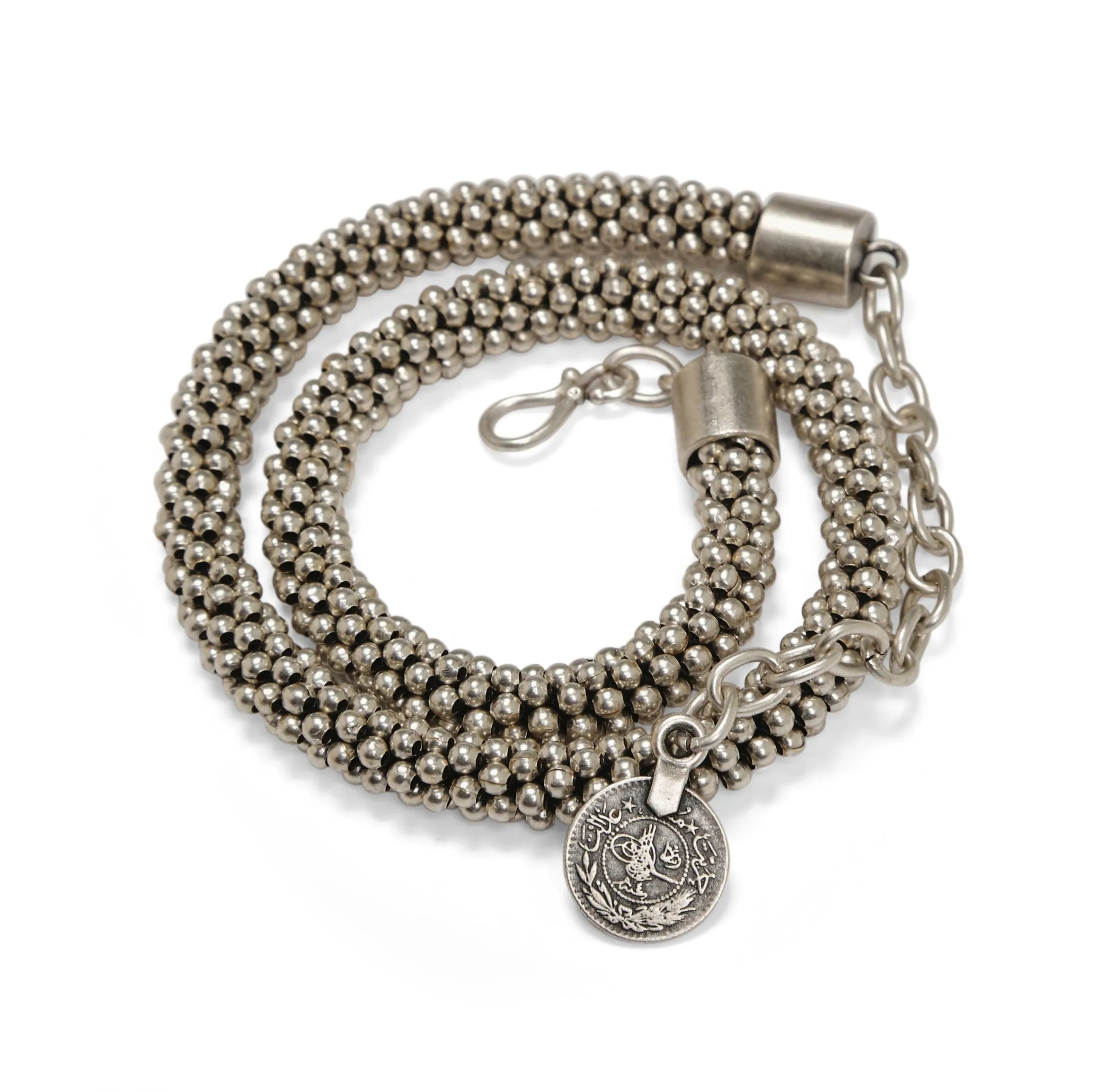 Chanour 1642 Handmade Knitting Beaded Pewter Necklace