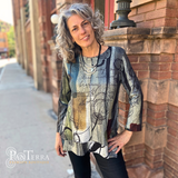 Jess & Jane FB81981 SONNET French Brushed Knit Side-Slit Top With Front Seam