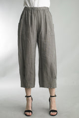 Tempo Paris 2007AT Taupe 100% Linen Full Inverted Pleat Pant