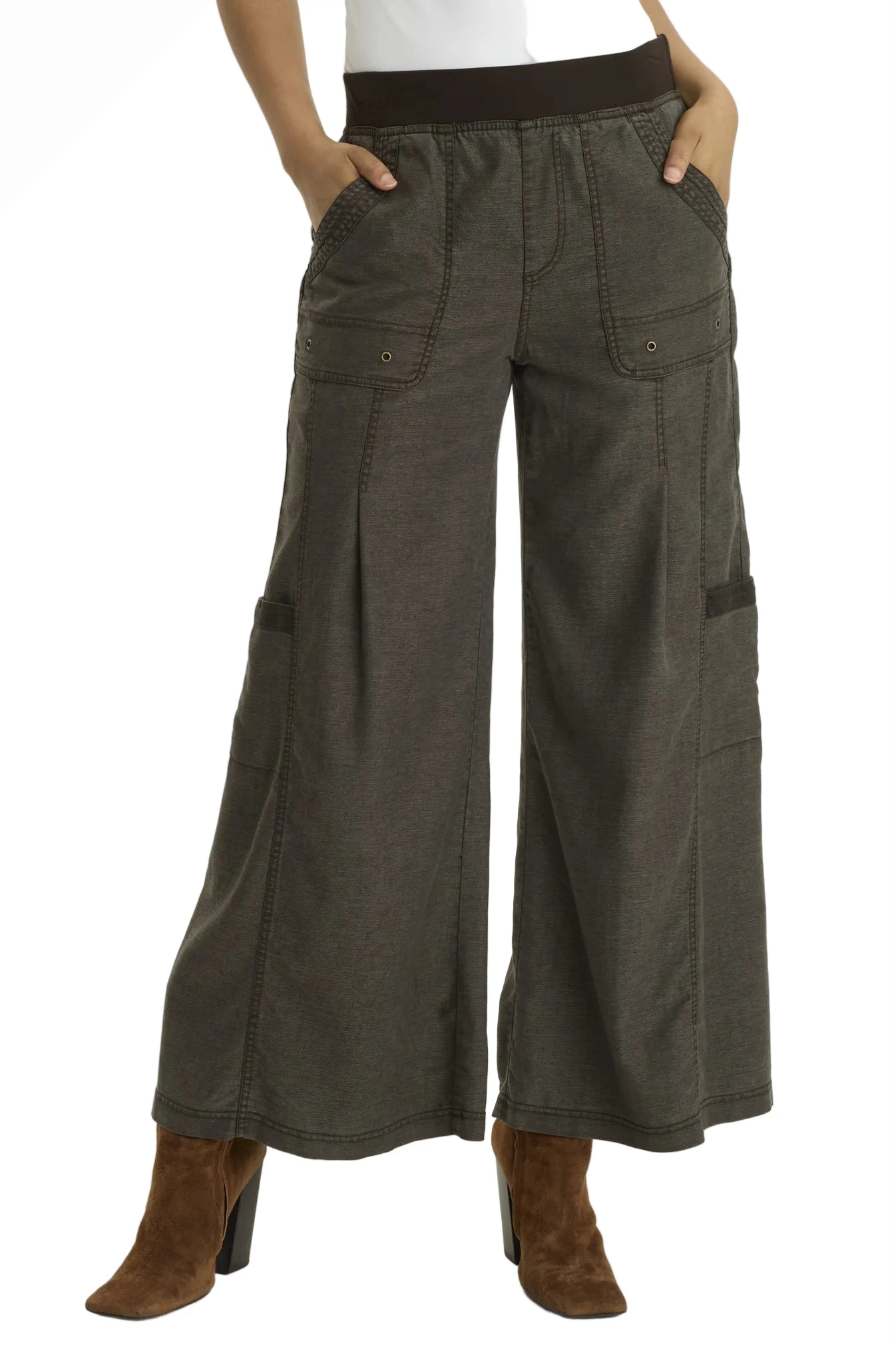 XCVI 23057I Intergalactic Distress Wash Tove Tallulah Twill Wide Leg Cargo Pants