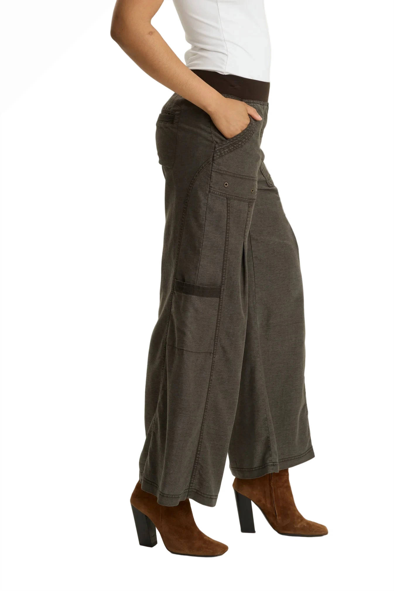 XCVI 23057I Intergalactic Distress Wash Tove Tallulah Twill Wide Leg Cargo Pants