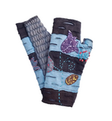 Windhorse Trading 8127BU BLUE Tulip Embroidered Cotton Hand Warmer Fingerless Gloves