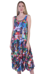 Shana 25006MU Multicolor Scoop Neck Sleeveless Tank Dress