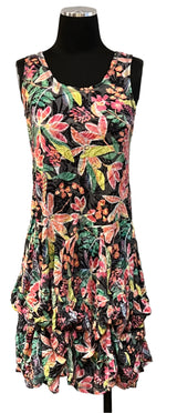Shana 25007FL Floral Crinkle Sleeveless Short Bubble Dress