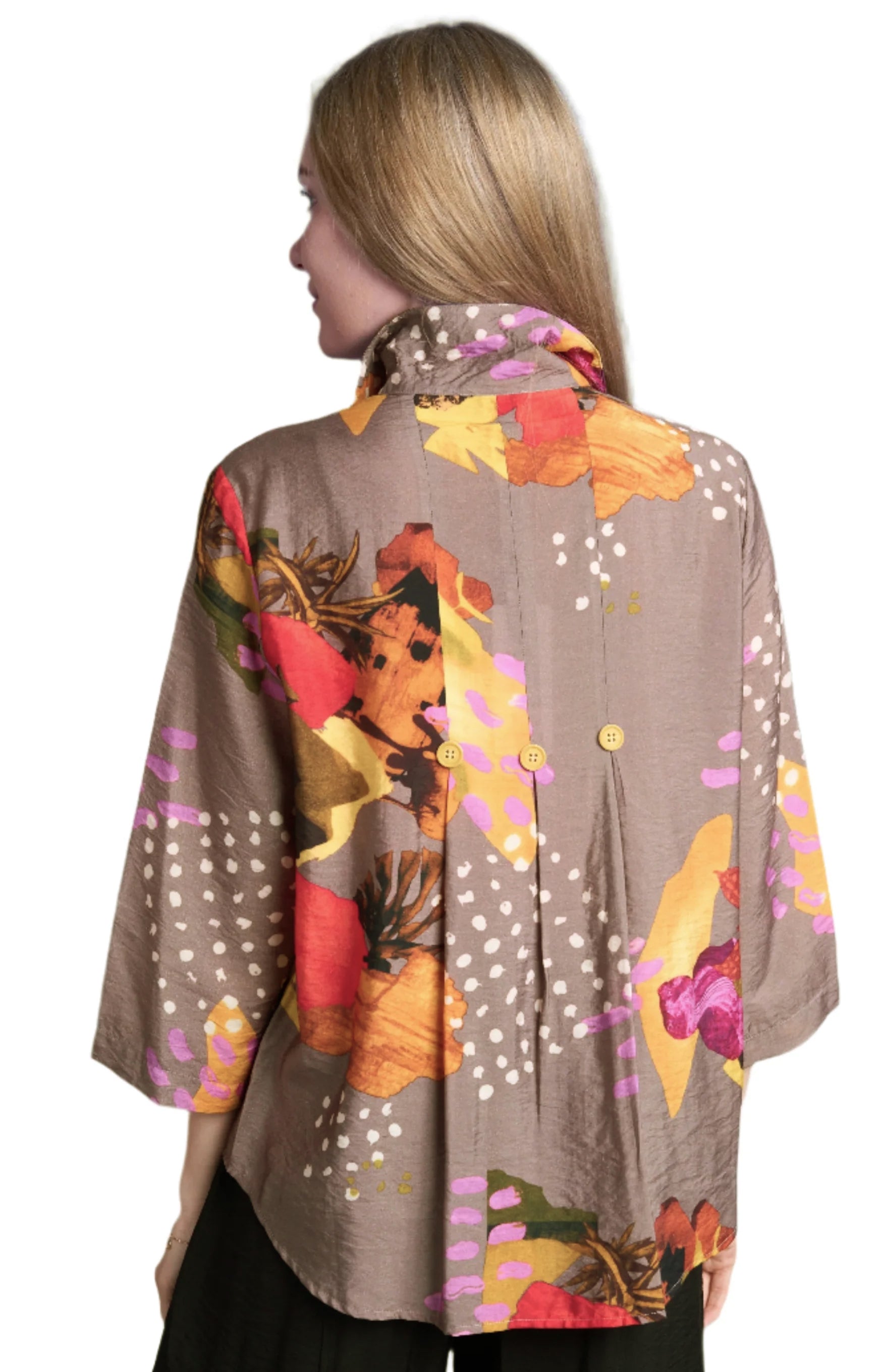 Shana 25504MU Multicolor Printed Button Back Short Shirt