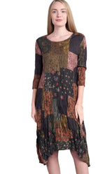 Shana 25517MU Multicolor Crushed Sharkbite Hem Dress