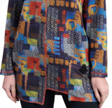 Shana 25632MU Multicolor Fleece Unstitched Asymmetric Hem One Pocket Top