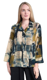 Shana 25804CP Copper Printed Long Sleeve One Button Shirt