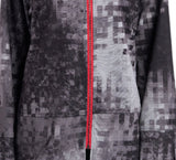 Shana 25838BK Black and Grey Faded Check Printed Suede Jacket With Red Front Zipper