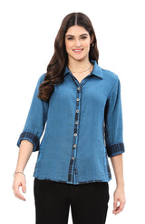 Parsley & Sage 25F40GB Blue Plaid Abby Reversible Button Front Shirt