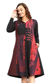 Parsley & Sage 25W226D2R LUANN Red Flared Dress With Pockets