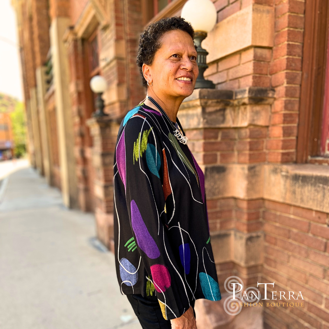 Jess & Jane NB21984 Frolic French Brush Knit Long Sleeve Tunic Top