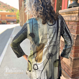 Jess & Jane FB81981 SONNET French Brushed Knit Side-Slit Top With Front Seam