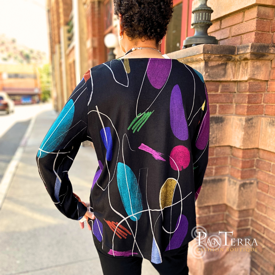 Jess & Jane NB21984 Frolic French Brush Knit Long Sleeve Tunic Top