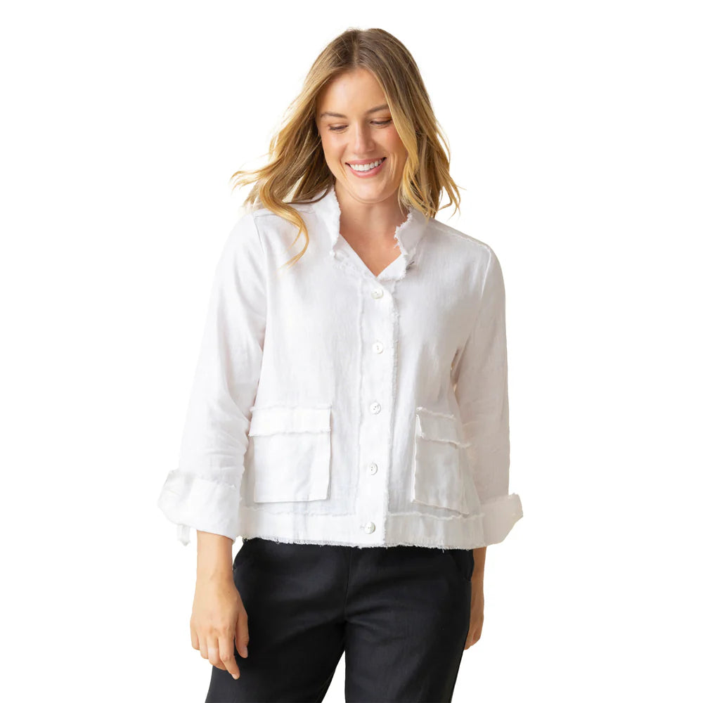 Habitat 41552WT WHITE Summer Breeze Linen Jacket With Pockets