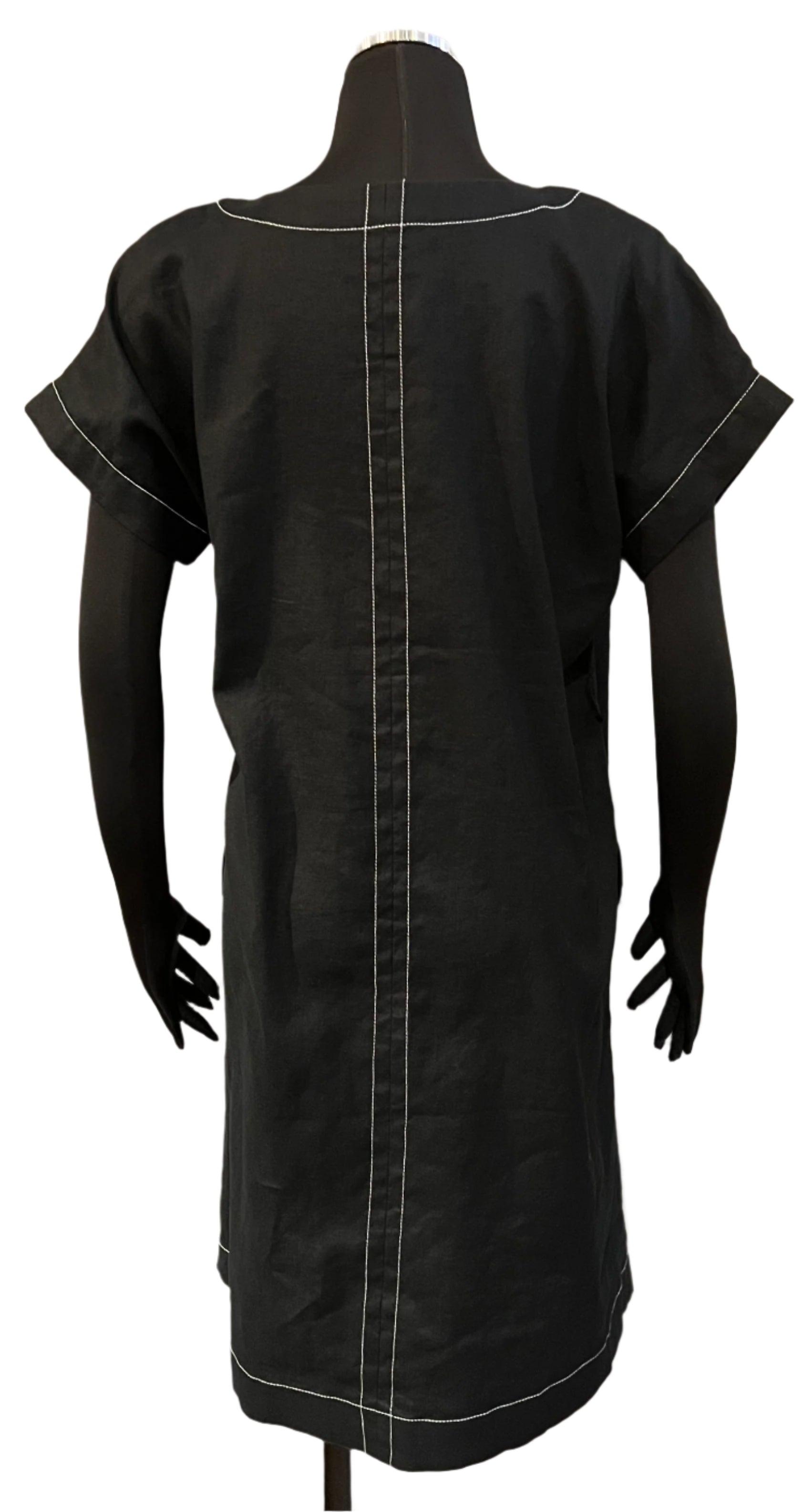 Habitat 41590BK BLACK Short Sleeve Linen Bethany Dress With Pockets