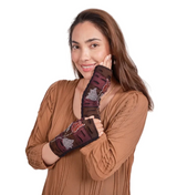 Windhorse Trading 8127BN BROWN Tulip Embroidered Cotton Hand Warmer Fingerless Gloves