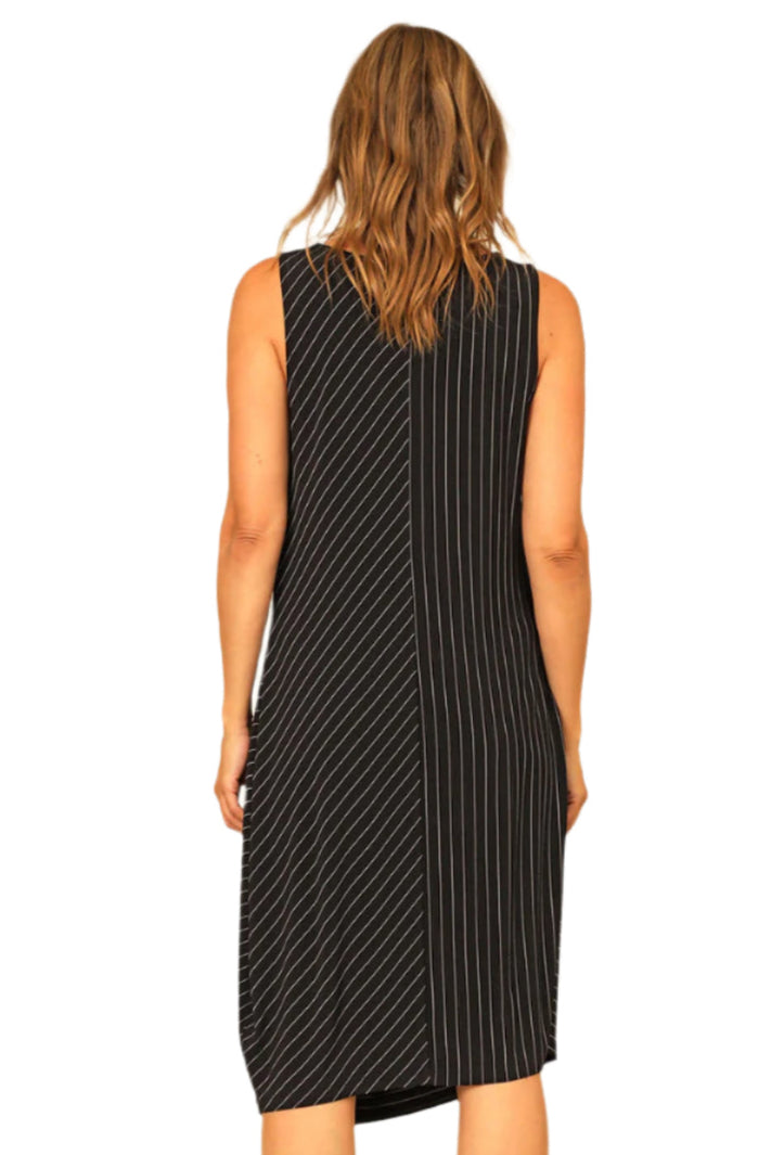 Chalet Y36735 Black and White Striped Violet Sleeveless Dress