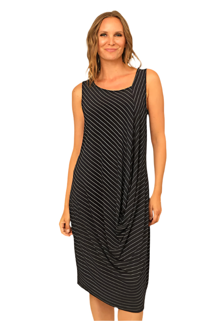 Chalet Y36735 Black and White Striped Violet Sleeveless Dress