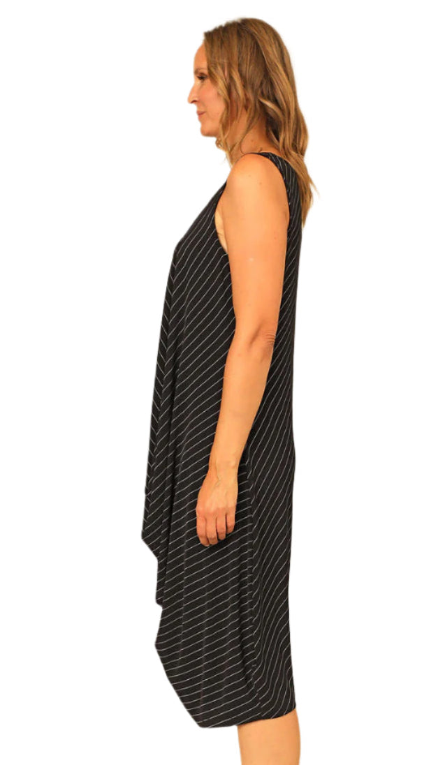 Chalet Y36735 Black and White Striped Violet Sleeveless Dress