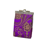 Cathayana CHR-117 Purple Peony Floral Brocade RFID Blocking Credit Card Holder/Case/Wallet
