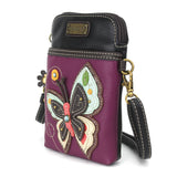 Chala 827NB9 New Butterfly Purple Cellphone Xbody Handbag