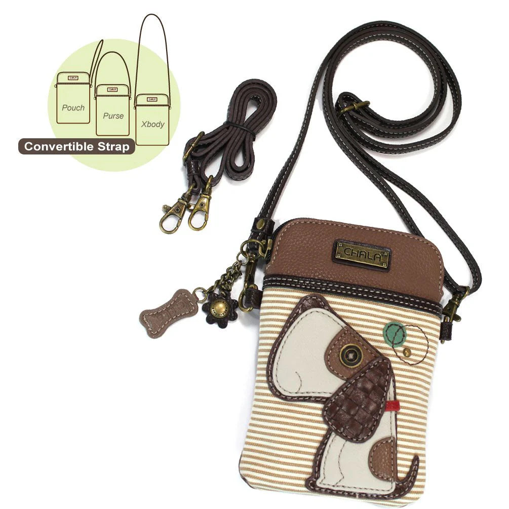 Chala 827DG3S TOFFY DOG Brown Stripe Crossbody Cell Phone Purse
