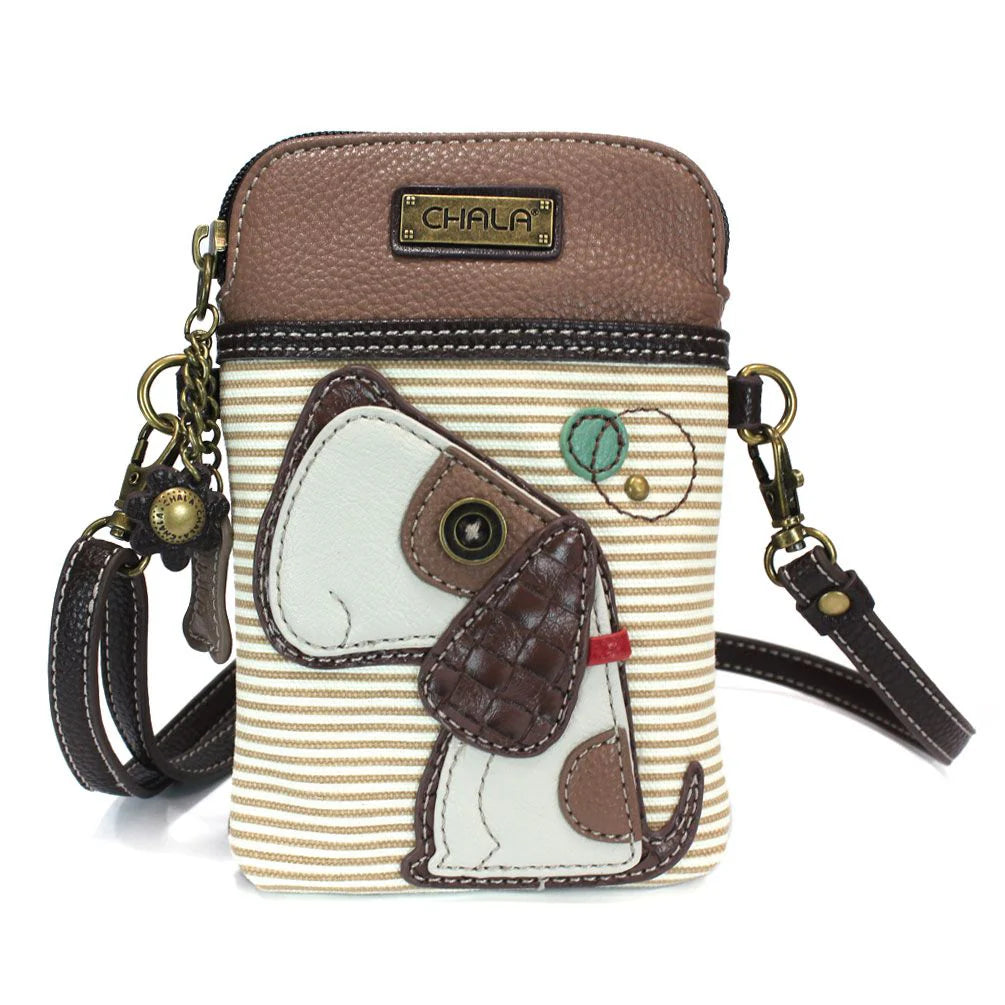 Chala 827DG3S TOFFY DOG Brown Stripe Crossbody Cell Phone Purse