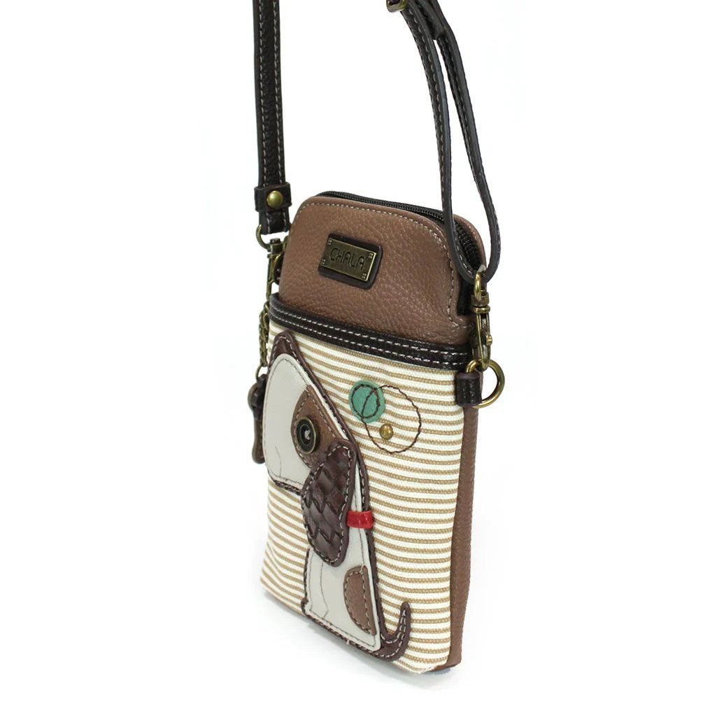 Chala 827DG3S TOFFY DOG Brown Stripe Crossbody Cell Phone Purse