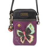 Chala 827NB9 New Butterfly Purple Cellphone Xbody Handbag