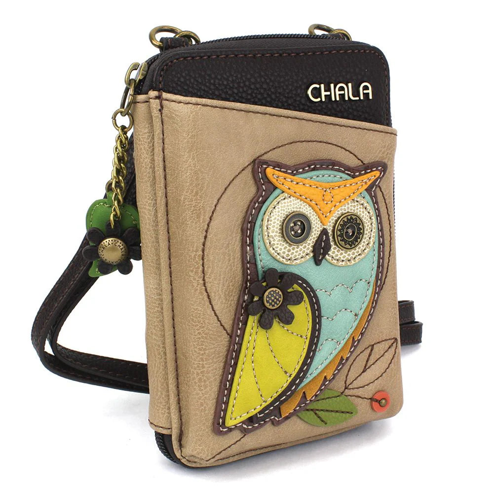 Chala 850OLA3 OWL A TAUPE Crossbody Cell Phone Purse