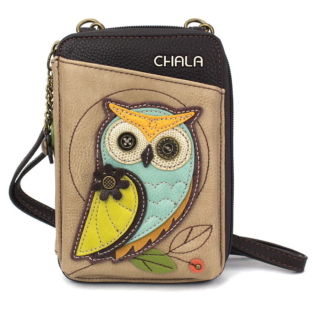 Chala 850OLA3 OWL A TAUPE Crossbody Cell Phone Purse