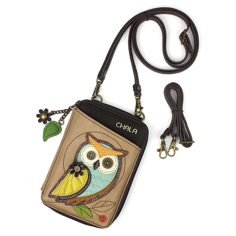 Chala 850OLA3 OWL A TAUPE Crossbody Cell Phone Purse