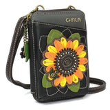 Chala 850SF6 SUNFLOWER Black Wallet Crossbody Purse