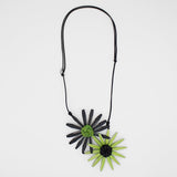 Sylca BP21N16BKGN Black and Green Amaya Double Flower Statement Necklace