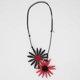 Sylca BP21N16BKRD Black and Red Amaya Double Flower Statement Necklace