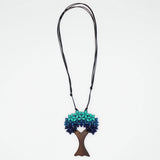 Sylca BP25N19BU Blue Sycamore Tree Statement Pendant Necklace