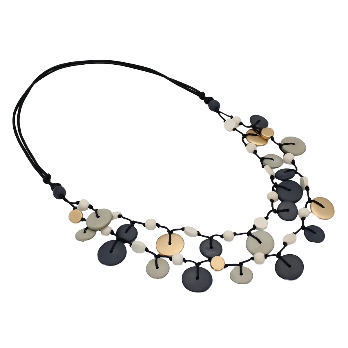 Sylca BP25N34GY Gray Juliette Drop Double Strand Necklace