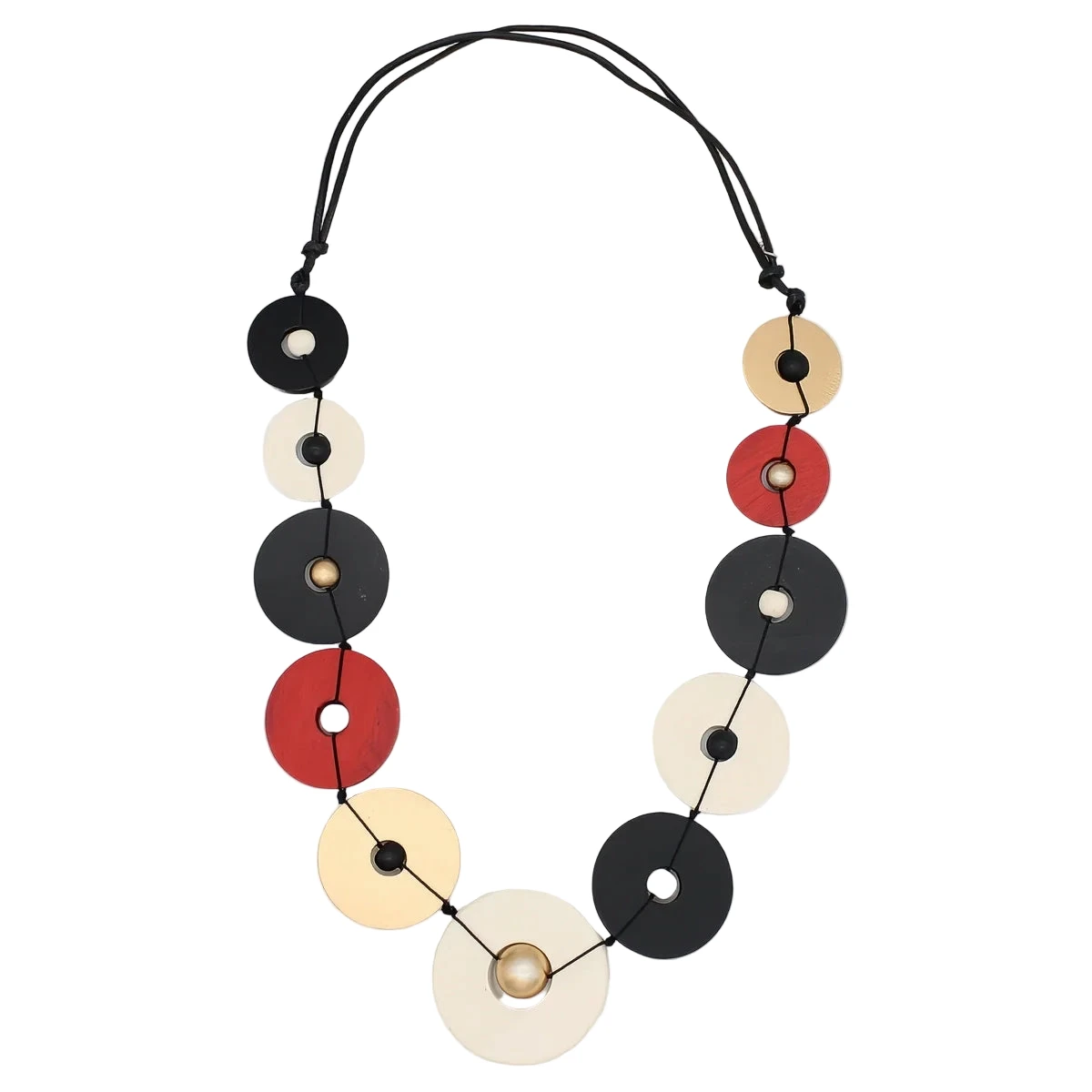 Sylca BP25N38RD Aria Gold Black Red Bold Circle Statement Necklace