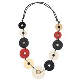 Sylca BP25N38RD Aria Gold Black Red Bold Circle Statement Necklace